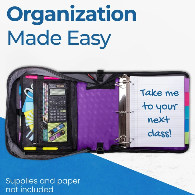 Alt view image 7 of 7 - it King Size 3-Ring Binder | 4-Inch Capacity | D-186 Purple Mighty Zip Tab, Fits 11 x 8.5-Inch Paper, School & Office