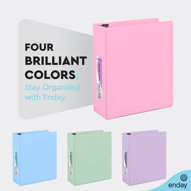 Alt view image 4 of 6 - 2 Inch Binder, Pink - 2 Inch 3 Ring Binder, D-Ring Pastel with Clear View Cover for Letter Size 8.5 x 11'' Paper & 2 Inside Pockets, Ideal for School Supplies, Office, and Home
