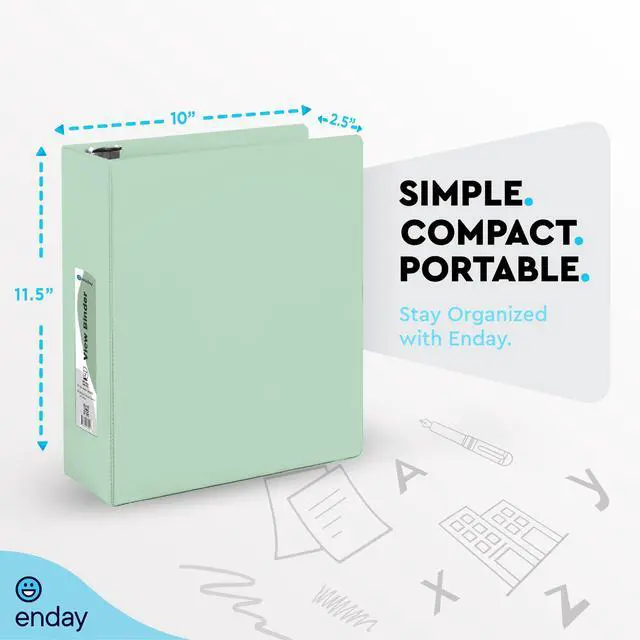 Alt view image 5 of 7 - 2 Inch Binder, Green - 2 Inch 3 Ring Binder, D-Ring Pastel with Clear View Cover for Letter Size 8.5 x 11'' Paper & 2 Inside Pockets, Ideal for School Supplies, Office, and Home