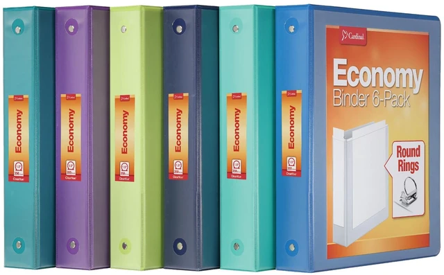 Main image of 3 Ring Binders, Binders for School and Office, Durable 1.5 Inch, Holds 350 Sheets, ClearVue Presentation View, Non-Stick, Blue and Green Assortment, 6 Pack (1002480)