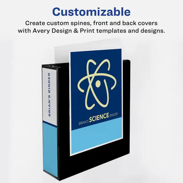 Alt view image 4 of 7 - ® Heavy-Duty View 3 Ring Binder, 3" EZD® Rings, 1 Black Binder For Heavy School, Home and Office Use, DuraHinge Tear-Resistant Spine, DuraEdge Split-Resistant Sides, Linen-Texture Finish