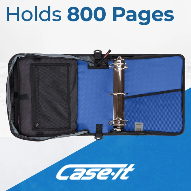 Alt view image 3 of 7 - it School Zipper Binder | 4" D-Rings | 800-Sheet | D-186 Midnight Blue King Sized Zip Tab, 5-Subject Expanding File Folder, Multiple Pockets, Storage Organizer, Shoulder Strap, Office
