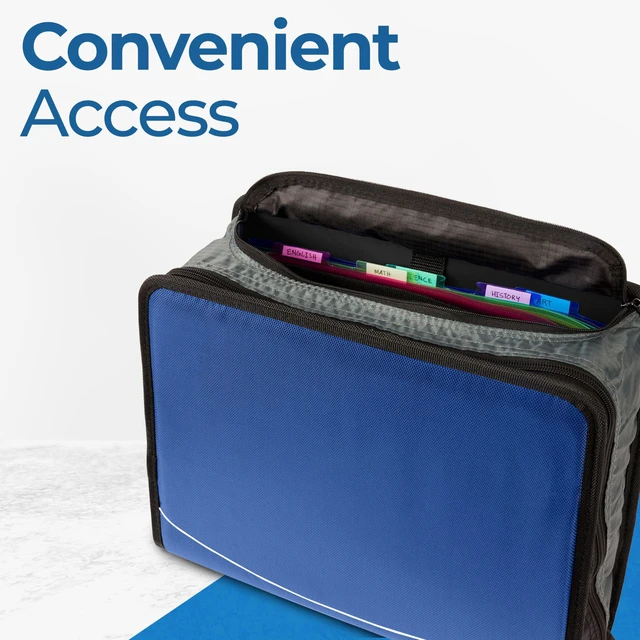 Alt view image 6 of 7 - it School Zipper Binder | 4" D-Rings | 800-Sheet | D-186 Midnight Blue King Sized Zip Tab, 5-Subject Expanding File Folder, Multiple Pockets, Storage Organizer, Shoulder Strap, Office