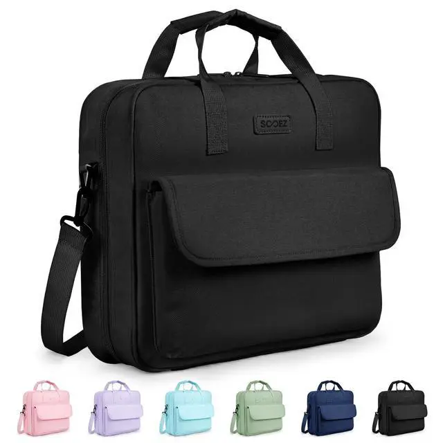 Main image of Zipper Binder Bag, 3 Inch 3 Ring Binder with D-Ring, Holds 900 Sheets Cute School Binder with Shoulder Strap & Handle, Multi-Pocket Organizer for Middle School College Office Supplies, Black
