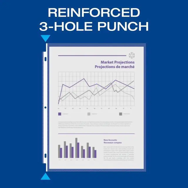 Alt view image 4 of 6 - Sheet Protectors, Clear Finish, Page Protectors for 3 Ring Binder,Top Load, Letter Size Plastic Sleeves, Reinforced 3 Hole Punch for Binders, 200 per Box (33268)