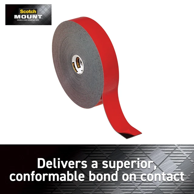 Alt view image 2 of 7 - Heavy Duty Double-Sided Mounting Tape, Black, 1 Roll 1 in x 400 in, Holds up to 30 lb, INDUSTRIAL STRENGTH ADHESIVE (414H-LONG-DC)
