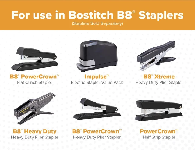 Alt view image 3 of 5 - Office B8 PowerCrown 0.25 Inch Staples, Pack of 40,000 Staples, (STCRP21151/4-8), Silver