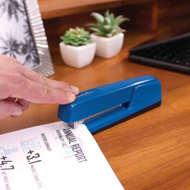Alt view image 3 of 7 - Stapler, 30 Sheet Capacity, 747 Classic Desktop Stapler, Jam Free, Metal, True Blue (74724)