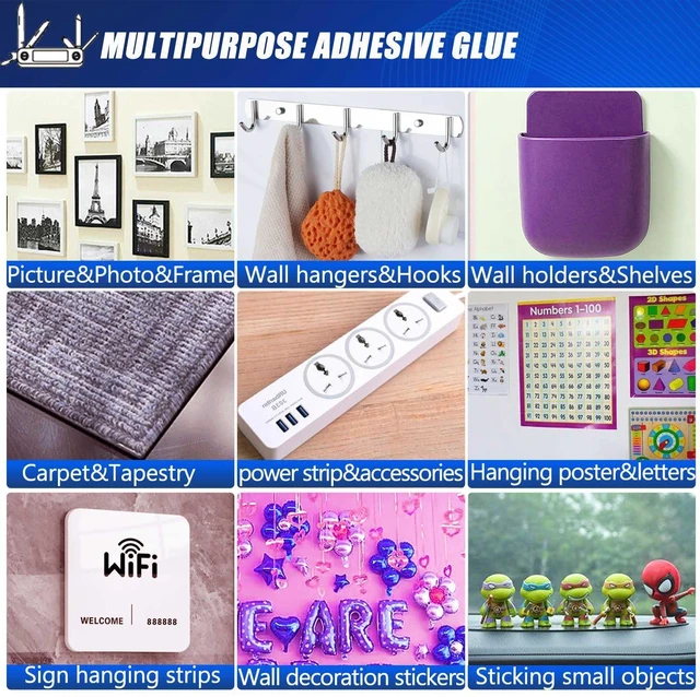 Alt view image 6 of 7 - Double Sided Tape Heavy Duty, Clear Wall Mounting Tape, Picture Hanging Adhesive Strips Removable, Strong Poster Glue Adhesive Tape, Nano Tape Sticky Tack for Carpet, Hangers, Frame, 2 Pack Extra Wide