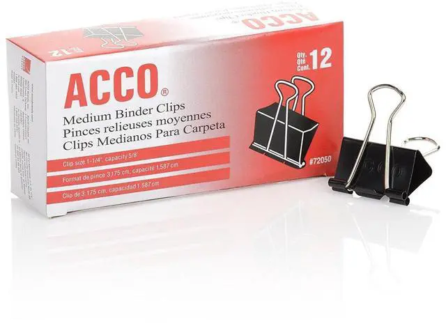 Main image of Binder Clips, Medium, 1 Case, 10 Packs/Case, 2 Boxes/Pack, 12 Clips/Box (A7072062CS)