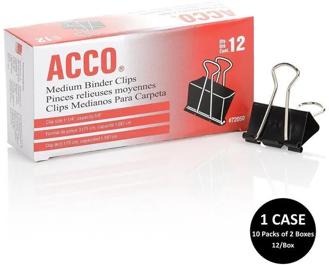 Alt view image 2 of 3 - Binder Clips, Medium, 1 Case, 10 Packs/Case, 2 Boxes/Pack, 12 Clips/Box (A7072062CS)