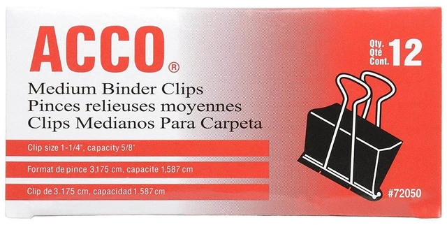 Alt view image 3 of 3 - Binder Clips, Medium, 1 Case, 10 Packs/Case, 2 Boxes/Pack, 12 Clips/Box (A7072062CS)