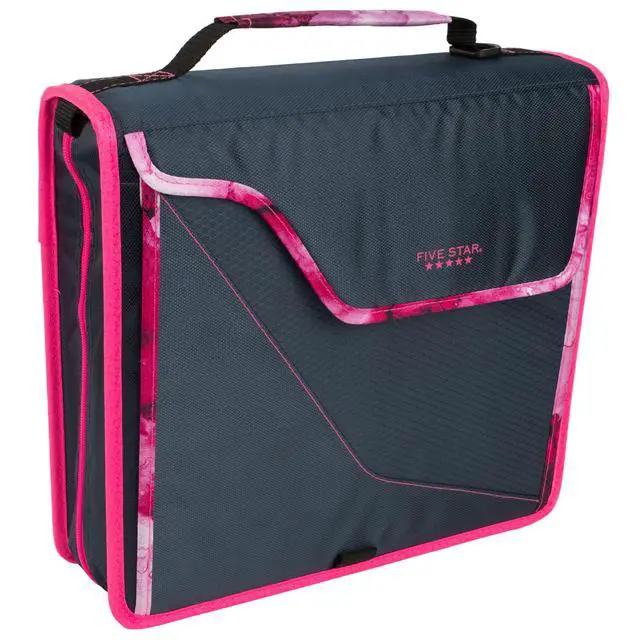 Alt view image 3 of 7 - Zipper Binder, 3 Inch 3-Ring Binder with D Rings, Removable Padded Case, 5-Tab Expanding File and Multi-Use Strap, 850 Sheet Capacity, Navy/Pink (292960D)