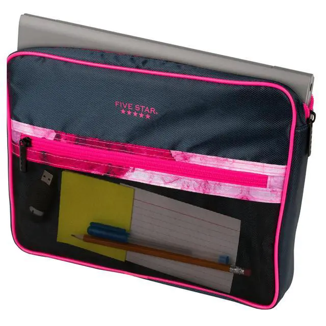 Alt view image 4 of 7 - Zipper Binder, 3 Inch 3-Ring Binder with D Rings, Removable Padded Case, 5-Tab Expanding File and Multi-Use Strap, 850 Sheet Capacity, Navy/Pink (292960D)