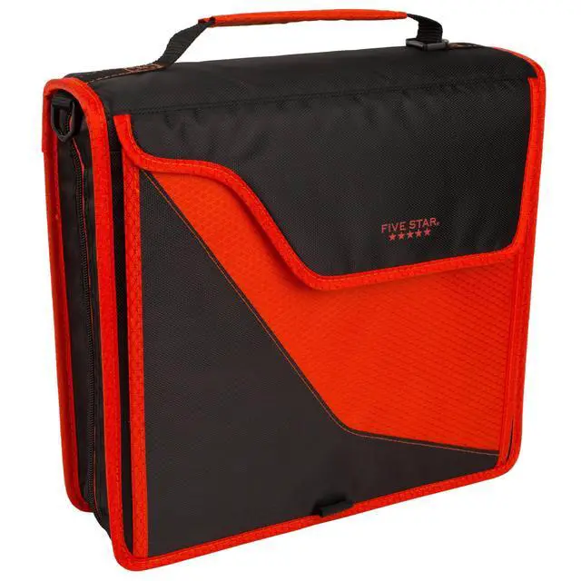 Alt view image 3 of 7 - Zipper Binder, 3 Inch 3-Ring Binder with D Rings, Removable Padded Case, 5-Tab Expanding File and Multi-Use Strap, 850 Sheet Capacity, Red/Black (29296CE8)