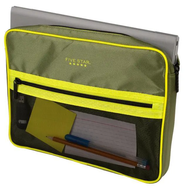 Alt view image 4 of 7 - Zipper Binder, 3 Inch 3-Ring Binder with D Rings, Removable Padded Case, 5-Tab Expanding File and Multi-Use Strap, 850 Sheet Capacity, Olive/Citrus (292960C)