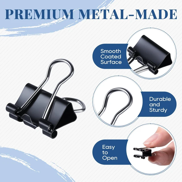 Alt view image 3 of 7 - Small Binder Clips 864 PCS Mini 15mm Paper Clip 5/8 Inch Paper Clamps Bulk Micro Black Metal Binding Paperwork Clamp, School Teachers Office Supplies