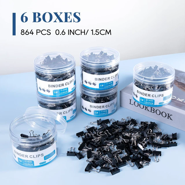 Alt view image 7 of 7 - Small Binder Clips 864 PCS Mini 15mm Paper Clip 5/8 Inch Paper Clamps Bulk Micro Black Metal Binding Paperwork Clamp, School Teachers Office Supplies