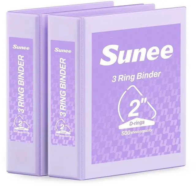 Main image of 3 Ring Binder 2 Inch, Clear View Binder Three Ring PVC-Free (Fit 8.5x11 Inches) for School or Office Supplies, Purple, 2 Pack