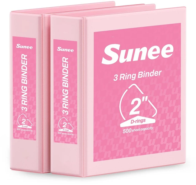 Main image of 3 Ring Binder 2 Inch, Clear View Binder Three Ring PVC-Free (Fit 8.5x11 Inches) for School or Office Supplies, Pink, 2 Pack