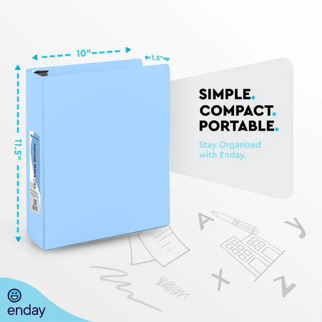 Alt view image 5 of 7 - 1.5 Inch Binder, Blue - 1.5 Inch 3 Ring Binder, Round Ring Pastel with Clear View Cover for Letter Size 8.5 x 11'' Paper & 2 Inside Pockets, Ideal for School Supplies, Office, and Home