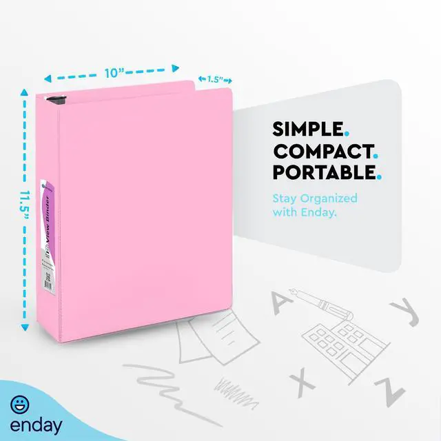 Alt view image 5 of 7 - 1.5 Inch Binder, Pink - 1.5 Inch 3 Ring Binder, Round Ring Pastel with Clear View Cover for Letter Size 8.5 x 11'' Paper & 2 Inside Pockets, Ideal for School Supplies, Office, and Home