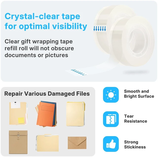 Alt view image 5 of 7 - 30 Rolls Tape Refills, Clear, 0.7" x 1000" Transparent Glossy Tape, All-Purpose, Ideal for Office, Home and School