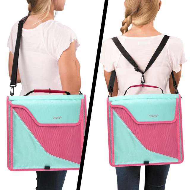 Alt view image 5 of 7 - Zipper Binder, 3-Inch D-Ring Case Binder, 850-Sheet Capacity, Multiple Pockets, Front 5-Tab Expanding File, Removable Padded Case and Shoulder Strap, Taffy Twist (292960L)