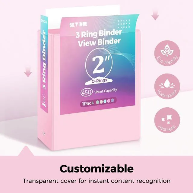 Alt view image 3 of 7 - 2 Inch 3 Ring Binder with 8 Tab Dividers & 24 Labels, Large Capacity Pastel Binder Organizer for Letter Size Paper, Aesthetic School Binder for Documents, Office & Home Organization, Pink