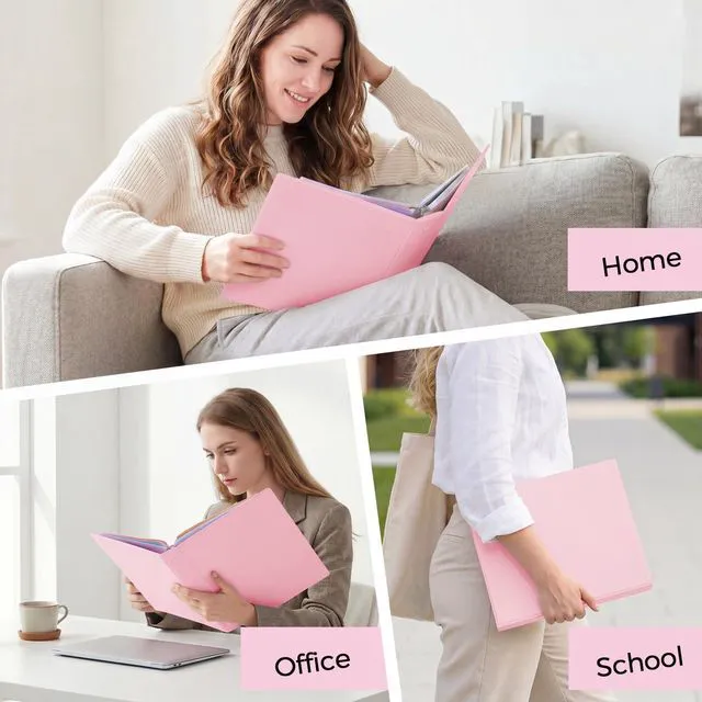 Alt view image 4 of 7 - 2 Inch 3 Ring Binder with 8 Tab Dividers & 24 Labels, Large Capacity Pastel Binder Organizer for Letter Size Paper, Aesthetic School Binder for Documents, Office & Home Organization, Pink