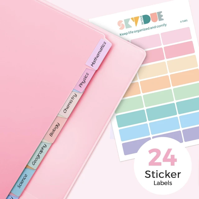 Alt view image 6 of 7 - 2 Inch 3 Ring Binder with 8 Tab Dividers & 24 Labels, Large Capacity Pastel Binder Organizer for Letter Size Paper, Aesthetic School Binder for Documents, Office & Home Organization, Pink