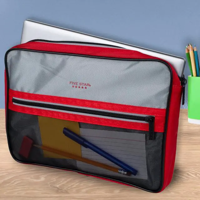 Alt view image 3 of 7 - Zipper Binder, 3-Inch D-Ring Case Binder, 850-Sheet Capacity, Multiple Pockets, Front 5-Tab Expanding File, Removable Padded Case and Shoulder Strap, Crimson Fade (292960K)