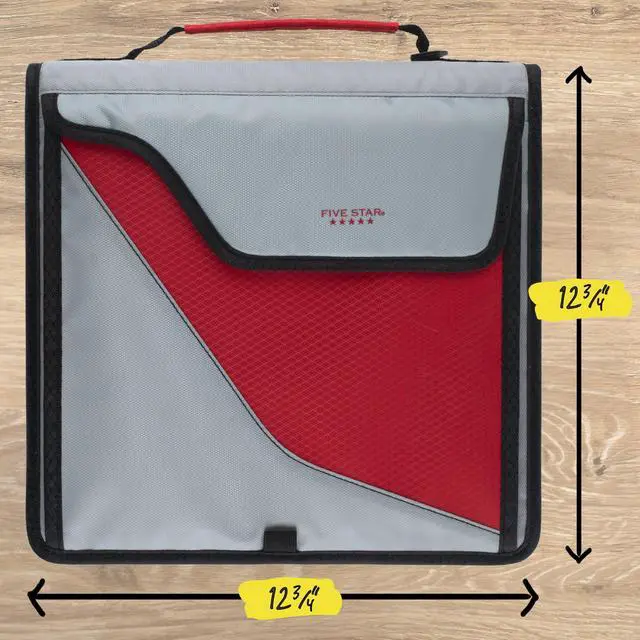 Alt view image 7 of 7 - Zipper Binder, 3-Inch D-Ring Case Binder, 850-Sheet Capacity, Multiple Pockets, Front 5-Tab Expanding File, Removable Padded Case and Shoulder Strap, Crimson Fade (292960K)