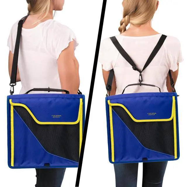 Alt view image 5 of 7 - Zipper Binder, 3-Inch D-Ring Case Binder, 850-Sheet Capacity, Multiple Pockets, Front 5-Tab Expanding File, Removable Padded Case and Shoulder Strap, Cosmic Blast (292960M)