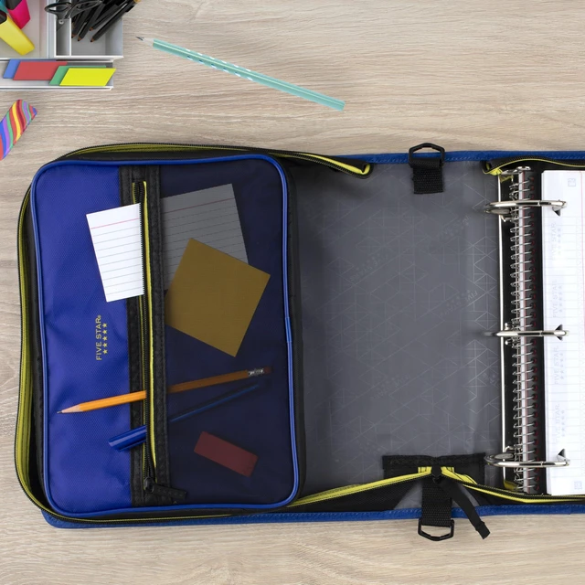 Alt view image 6 of 7 - Zipper Binder, 3-Inch D-Ring Case Binder, 850-Sheet Capacity, Multiple Pockets, Front 5-Tab Expanding File, Removable Padded Case and Shoulder Strap, Cosmic Blast (292960M)