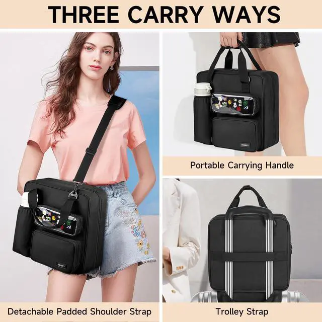 Alt view image 6 of 7 - Zipper Binder 3 Ring with Ita Window,700 Sheets Capacity, Binder 3 Inch with Shoulder Strap Fits 13 Inch Laptop for School and Office,Black