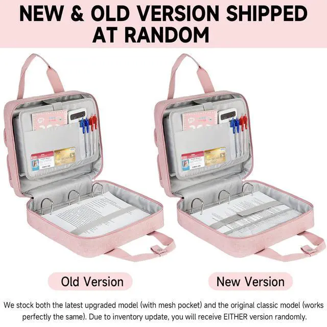 Alt view image 2 of 7 - Zipper Binder 3 Ring, 700 Sheets Capacity, Binder 3 Inch with Shoulder Strap Fits 13 Inch Laptop for School and Office,Pink
