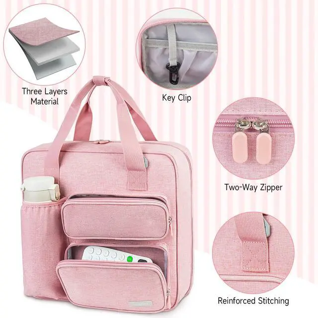 Alt view image 5 of 7 - Zipper Binder 3 Ring, 700 Sheets Capacity, Binder 3 Inch with Shoulder Strap Fits 13 Inch Laptop for School and Office,Pink