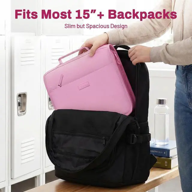 Alt view image 2 of 7 - Zipper Binder with Handle, 1.5 Inch O-Ring, 325 Pages Capacity, with 5-Tab Expanding File Folder for Classified Storage, Small Size Lightweight Zipper Bag for Middle School Students, Grape Purple