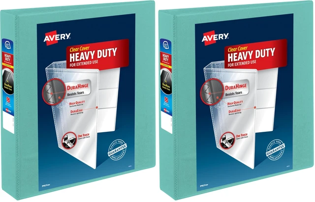 Main image of Heavy-Duty View 3 Ring Binder, 1.5 Inch EZD Rings, Great for Portfolios, Office, School Notebooks, and More, 1 Mint Binder (79271) (Pack of 2)
