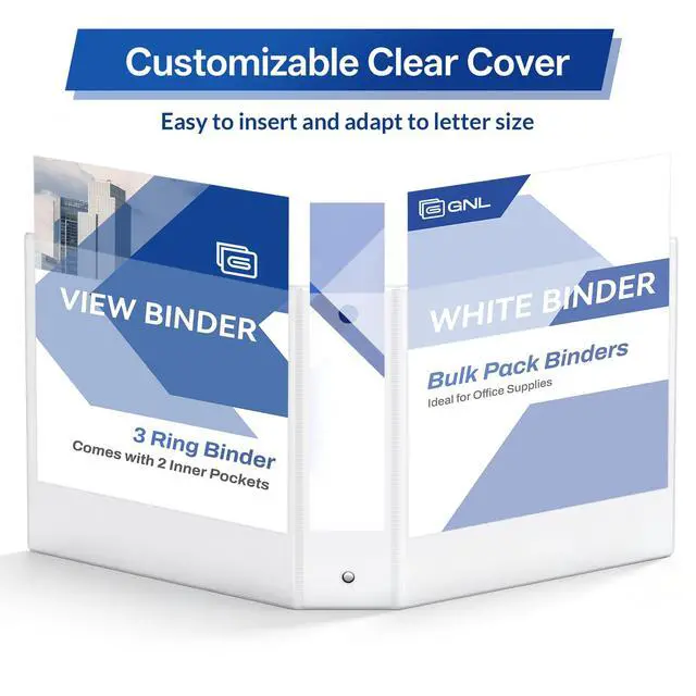 Alt view image 5 of 7 - 2 Inch 3 Ring Binders Economy 8 Packs White, 2" Three Ring (Fits 450 Sheets of 8.5x11 Paper) Clear View PVC-Free & Non-Stick for School or Office Supplies