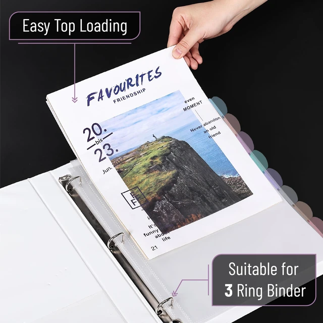 Alt view image 3 of 7 - Clear Sheet Protectors with Tabs, 8.5x11 Inches, 8 Tabs, 16 Sets | Durable Clear Plastic Dividers for 3 Ring Binders, Insertable Index Page Divider with Multicolor Tabs