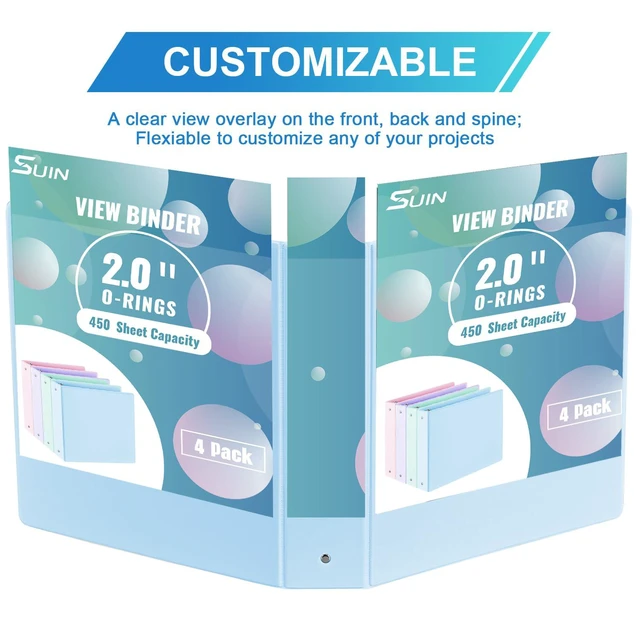 Alt view image 4 of 7 - 2'' 3-Ring-Binder with Pockets, 450 Sheets Capacity, 2 inch Binders fits 11" x 8.5" US Letter Size, Assorted 4 Pastel Colors - Ideal for School, Office, and Home Use (2 inch)