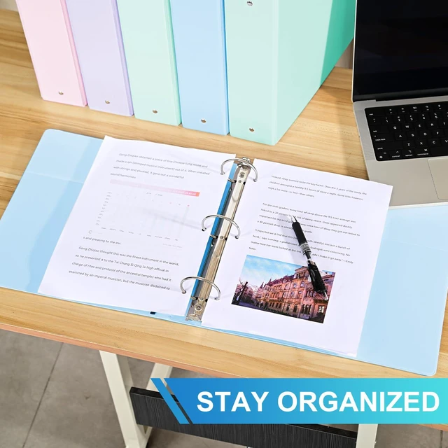 Alt view image 5 of 7 - 2'' 3-Ring-Binder with Pockets, 450 Sheets Capacity, 2 inch Binders fits 11" x 8.5" US Letter Size, Assorted 4 Pastel Colors - Ideal for School, Office, and Home Use (2 inch)