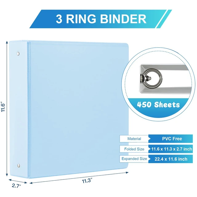 Alt view image 2 of 7 - 2'' 3-Ring-Binder with Pockets, 450 Sheets Capacity, 2 inch Binders fits 11" x 8.5" US Letter Size, Assorted 4 Pastel Colors - Ideal for School, Office, and Home Use (2 inch)