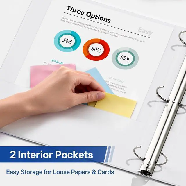 Alt view image 4 of 7 - 2 Inch 3 Ring Binders Economy 8 Packs White, 2" Three Ring (Fits 450 Sheets of 8.5x11 Paper) Clear View PVC-Free & Non-Stick for School or Office Supplies