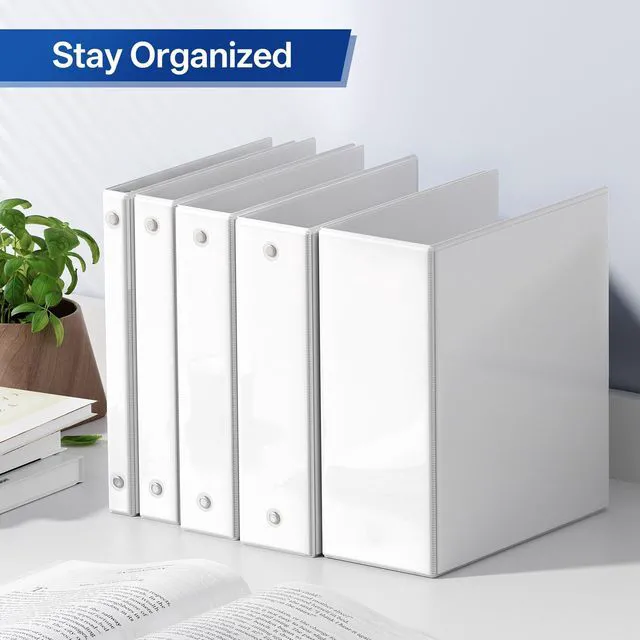 Alt view image 7 of 7 - 2 Inch 3 Ring Binders Economy 8 Packs White, 2" Three Ring (Fits 450 Sheets of 8.5x11 Paper) Clear View PVC-Free & Non-Stick for School or Office Supplies
