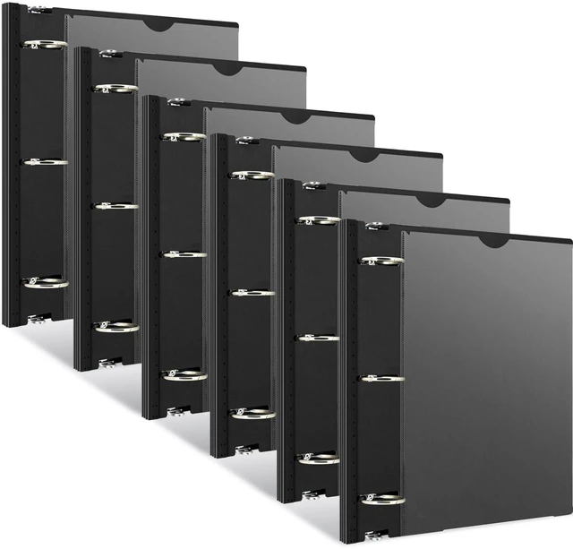 Main image of 1.5 Inch Telescoping 3 Ring Binder - 6PCS, Flexible Round Binder with Customizable Front Cover and Clear Catalog Pocket, 1.5Inch Rings, BlackPerfect for School, Office & Home