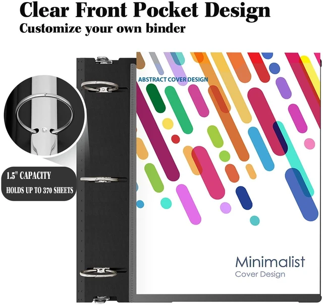 Alt view image 5 of 7 - 1.5 Inch Telescoping 3 Ring Binder - 6PCS, Flexible Round Binder with Customizable Front Cover and Clear Catalog Pocket, 1.5Inch Rings, BlackPerfect for School, Office & Home