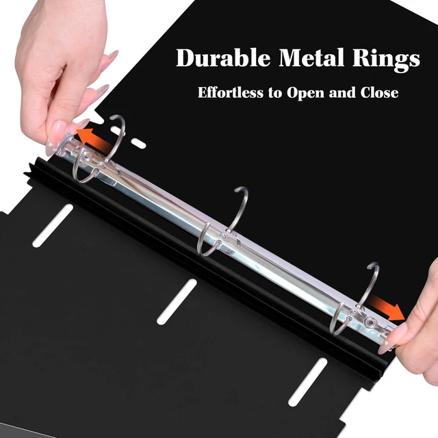 Alt view image 4 of 7 - 1.5 Inch Telescoping 3 Ring Binder - 6PCS, Flexible Round Binder with Customizable Front Cover and Clear Catalog Pocket, 1.5Inch Rings, BlackPerfect for School, Office & Home